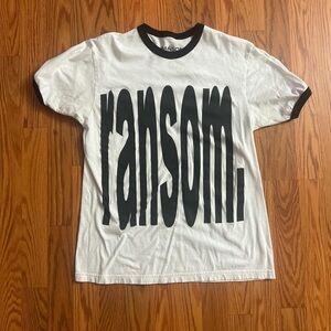 White and black Ransom streetwear ringer tee size medium